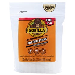 Image for Gorilla Glue 4 Inch Full-Sized Hot Glue Sticks, Pack of 30 from School Specialty