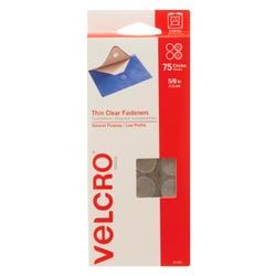 VELCRO Brand Hook and Loop Sticky Thin Fastener Circles, 5/8 Inch, Clear, Pack of 75 1294035