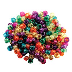 Image for Hygloss Plastic Pony Beads, 6 x 9 mm, Assorted Glitter Colors, Set of 1000 from School Specialty