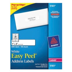 Image for Avery Easy Peel Address Labels, Laser, 1 x 4 Inches, Pack of 2000 from School Specialty