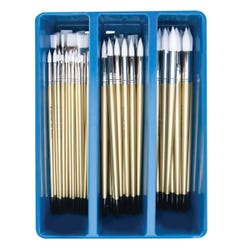 Royal & Langnickel Snowhite White Taklon Classroom Brush Set, Assorted Sizes, Set of 72 Brushes and 1 Drying Tray Item Number 1289613