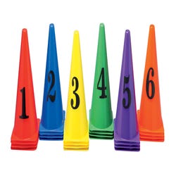 Image for FlagHouse Numbered Cones, 9 Inches, Assorted Colors, Set of 36 from School Specialty