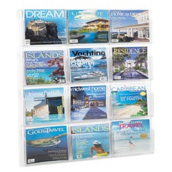 Safco Vertical Wall Mount Reveal Magazine and Pamphlet Display with Mounting Hardware, 12 Magazines, 30 x 2 x 49 Inches, Item Number 1286029