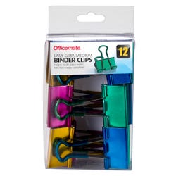 Image for Officemate Easy Grip Binder Clips, Metallic, Medium, Pack of 12 from School Specialty