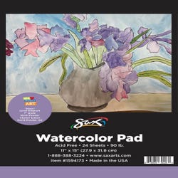 Image for Sax Watercolor Pad, 90 lb, 11 x 15 Inches, White, 24 Sheets from School Specialty