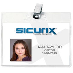 Image for SICURIX Horizontal Pre-Punched ID Badge Holder with Clip, 4 X 3 in, Vinyl, Clear, Pack of 50 from School Specialty