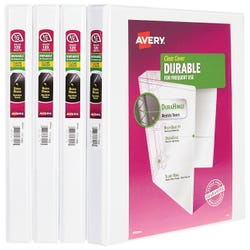 Image for Avery Durable View Binder, 1/2 Inch Slant Ring, White, Pack of 4 from School Specialty