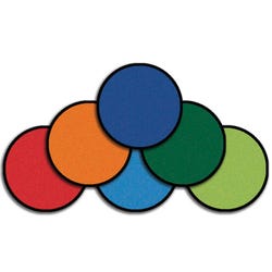Carpets for Kids KID$Value PLUS Mini Go Carpet Seating Rounds, 16 Inch Rounds, Set of 12, Multicolored, Item Number 1544415