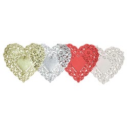 Image for School Smart Paper Die-Cut Heart Lace Doily, 6 Inches, Assorted Color, Pack of 100 from School Specialty