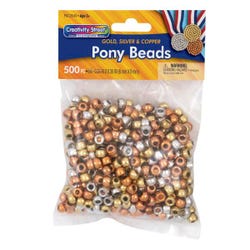 Image for Creativity Street Plastic Pony Beads, Assorted Metallic Colors, Pack of 500 from School Specialty