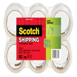 Image for Scotch Sure Start Shipping Packaging Tape, 1.88 Inches x 54.6 Yards, Set of 6 Rolls from School Specialty