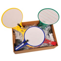 Image for KleenSlate Round Dry Erase Boards with Dry Erase Markers, Two-Sided, Lined/Plain, Assorted Colors, 12 Pieces from School Specialty