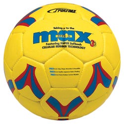 Image for Sportime Max Size 5 ProRubber Soccer Ball, Yellow with Red-and-Blue Linear Design from School Specialty