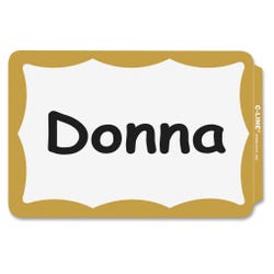 Image for C-Line Adhesive Name Badges, 3-1/2 x 2-1/4 Inches, Gold Border, Pack of 100 from School Specialty