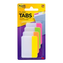 Image for Post-it Filing Tabs, 2 Inches, Flat, Assorted Bright Colors, Pack of 24 from School Specialty
