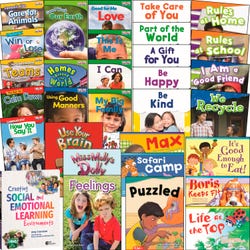 Teacher Created Materials Essential Classroom Bin for Social Emotional Learning, 31-Book Set with Professional Book, Grades K-1, Item Number 2041271