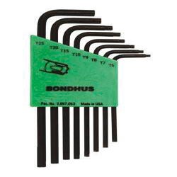 Image for BONDHUS 8-Piece Long Arm Star Tip L-Wrench Hex Key Set, T9 - T40, Protanium Steel, Green, Set of 8 from School Specialty