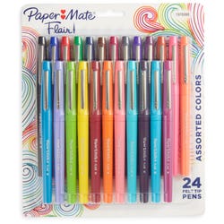 Image for Paper Mate Flair Felt Tip Pens, Assorted Colors, Pack of 24 from School Specialty