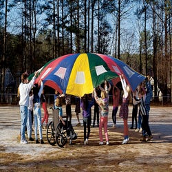 Image for Sportime Porthole Parachute, 24 Foot Diameter, Multicolored from School Specialty