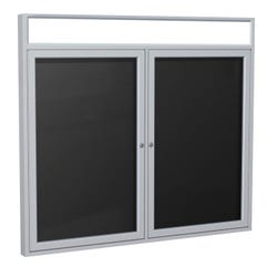 Image for Ghent 2 Door Enclosed Vinyl Letter Board with Satin Aluminum Headliner Frame, 3 x 4 feet, Black from School Specialty