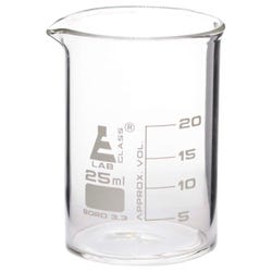 Image for Eisco 25mL Borosilicate Glass Beaker with Spout, Low Form from School Specialty