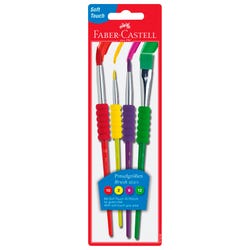Image for Faber-Castell Soft Grip Brushes, Assorted Brush Types, Short Handle, Assorted Sizes, Set of 4 from School Specialty
