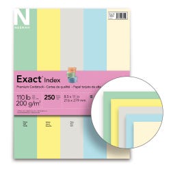 Image for Exact Index Cardstock, 8-1/2 x 11 Inches, 110 lb, Assorted Colors, 250 Sheets from School Specialty