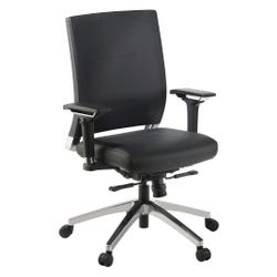 Image for Lorell Full Function Leather Executive Swivel Chair, 28-1/2 x 28-1/4 x 43-1/2 in, Black Leather from School Specialty