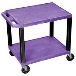 Luxor 2-Shelf Tuffy Cart Without Power, Purple Shelves, Black Legs, 24 x 18 x 24-1/2 Inches 2127191