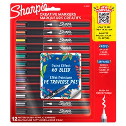 Sharpie Creative Markers, Brush Tip, Assorted Colors, Set of 12 Item Number 2132554