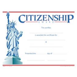 Hammond & Stephens Raised Print Citizenship Recognition Award, 11 x 8-1/2 inches, Pack of 25, Item Number 2103096