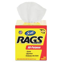 Image for Scott Rags in A Box, 1 Ply, 10 x 13 Inches, White, Pack of 200 Rolls from School Specialty