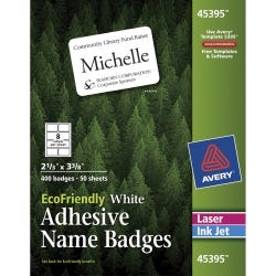Image for Avery EcoFriendly Name Badge Labels, 2-1/3 x 3-3/8 Inches, Pack of 400 from School Specialty