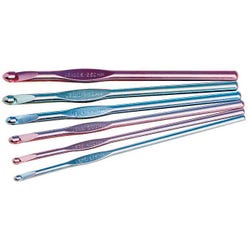 Susan Bates Silvalume Aluminum Crochet Hook Set with Pouch, Assorted Size, Set of 6 Item Number 431942