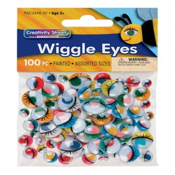 Image for Creativity Street Wiggle Eyes with Painted Lids and Lashes, Assorted Sizes, Assorted Colors, Set of 100 from School Specialty