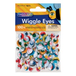 Image for Creativity Street Flat Back Wiggle Eye with Painted Lids and Lashes, Assorted Size, Assorted Color, Set of 100 from School Specialty