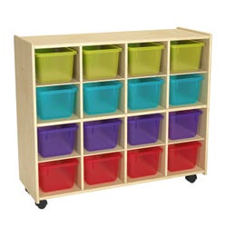 Image for Childcraft Mobile Cubby Unit with Locking Casters, 16 Translucent Colored Trays, 38-5/16 x 14-1/4 x 30 Inches from School Specialty