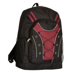 Image for Multi-Pocket Backpack with Bungee Design, 6 x 12 x 17 Inches, Burgundy from School Specialty