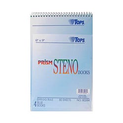 Image for TOPS Wirebound Steno Notebook, 6 x 9 Inches, Gregg Ruled, Blue, 80 Sheets, Pack of 4 from School Specialty
