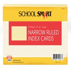 Image for School Smart Ruled Index Cards, 5 x 8 Inches, Canary, Pack of 100 from School Specialty