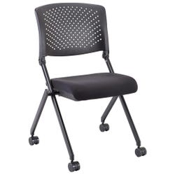 Image for Lorell Nesting Folding Chair, Casters, 24-3/8 x 22-7/8 x 35-3/8 Inches, Black, Carton of 2 from School Specialty