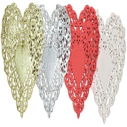 Image for School Smart Paper Die-Cut Heart Lace Doily, 4 Inches, Assorted Color, Pack of 100 from School Specialty