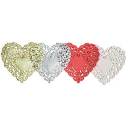 School Smart Paper Die-Cut Heart Lace Doily, 4 Inches, Assorted Color, Pack of 100 085616