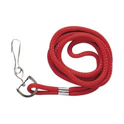 Image for Sicurix Rope Lanyard with Steel Bulldog Clip, 36 in L, Red, Pack of 24 from School Specialty
