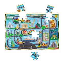 Image for Melissa & Doug Racetrack Floor Puzzle & Play Set, 50 Pieces from School Specialty