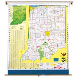 Image for Nystrom Indiana Pull Down Roller Classroom Map, 51 x 68 Inches from School Specialty