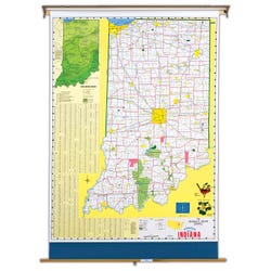 Image for Nystrom Indiana Pull Down Roller Classroom Map, 51 x 68 Inches from School Specialty