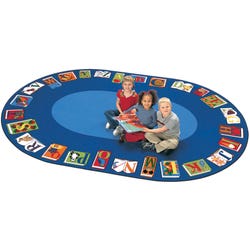 Carpets for Kids Reading by The Book Carpet, 6 Feet 9 Inches x 9 Feet 5 Inches, Oval, Multicolored, Item Number 334727
