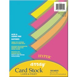 Image for Array Card Stock Paper, 8-1/2 x 11 Inch, Assorted Hyper Colors, Pack of 100 from School Specialty