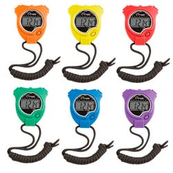 Image for Champion Water Resistant Sports Stopwatch Set, 1/100th Seconds, Plastic, Multiple Color, Set of 6 from School Specialty